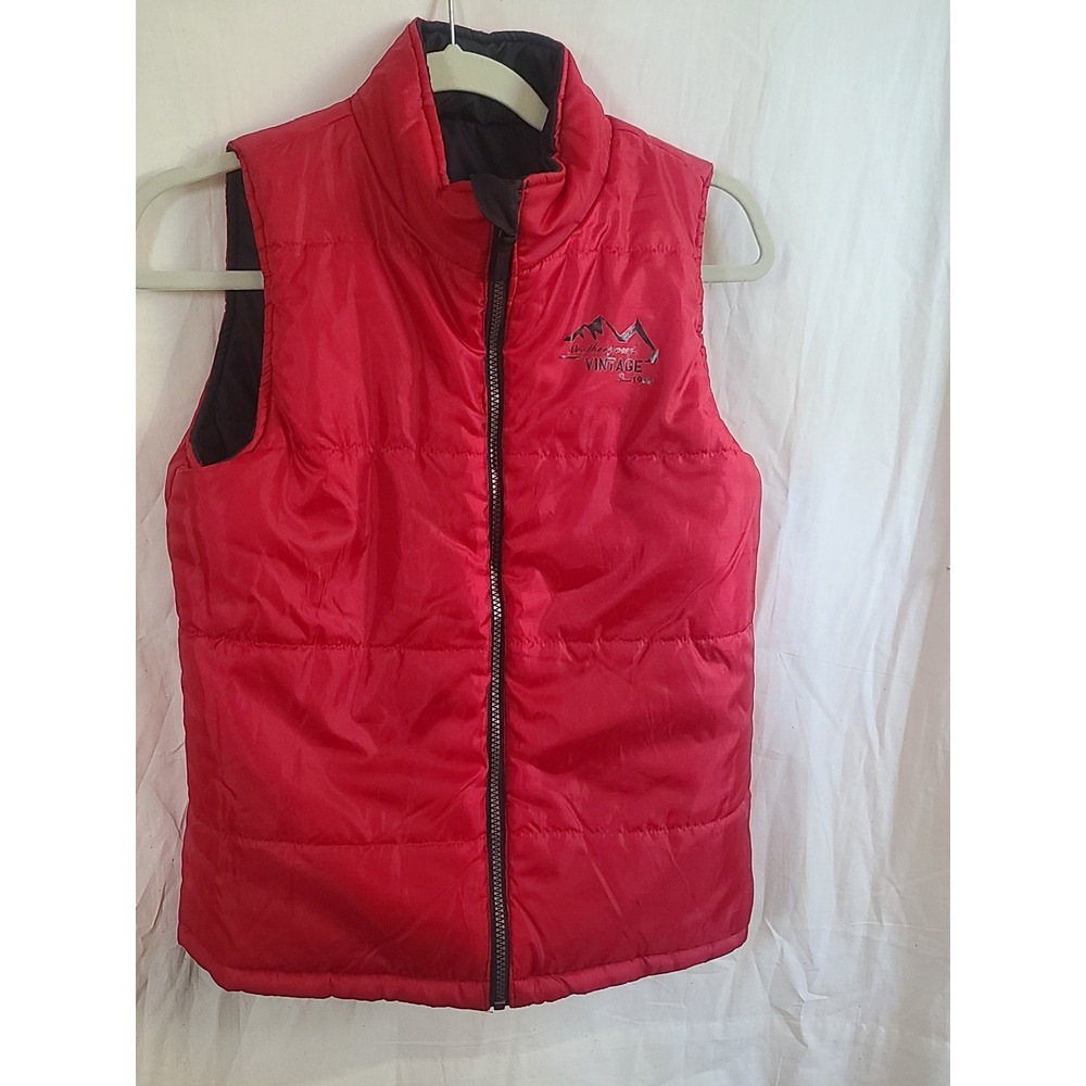 Weatherproof Vintage Reversible Puffer Vest Red Black Mens Medium Full Zip Vest